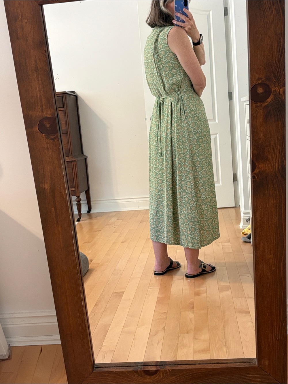 April Cornell Sage Green Floral Pintuck Maxi Dress - Picture 9 of 11